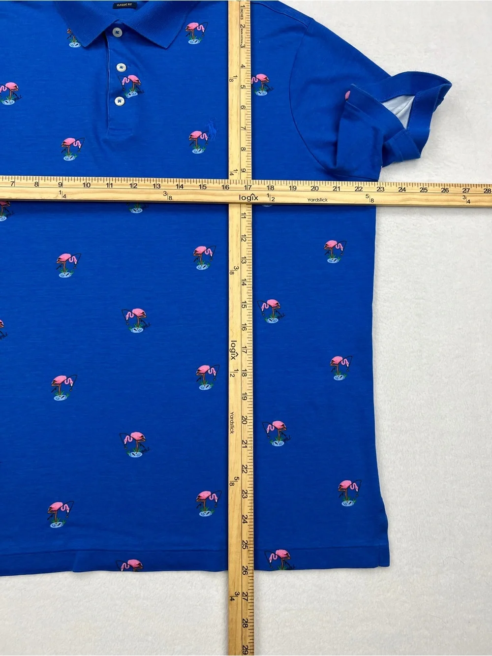 Ralph Lauren Royal Blue Polo with Pink Flamingo Embroidery